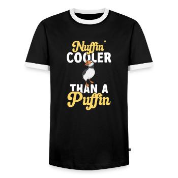 puffin puffin auke birds Lunde - Men's Ringer Shirt - black/white - Front - AI Model Female 172 light (172cm) & AI Model Male 178 light (178cm)