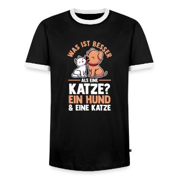 Katzen Katzenliebhaber Hundeliebhaber Hunde - Männer Kontrast-T-Shirt - Schwarz/Weiß - Vorne - AI Model Female 172 light (172cm) & AI Model Male 178 light (178cm)