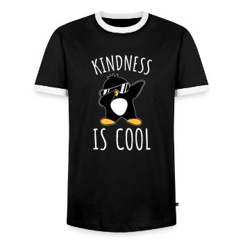 Kindness Is Cool Dabbing Dab Dance Gesture Penguin - Men's Ringer Shirt - black/white - Front - AI Model Female 172 light (172cm) & AI Model Male 178 light (178cm)