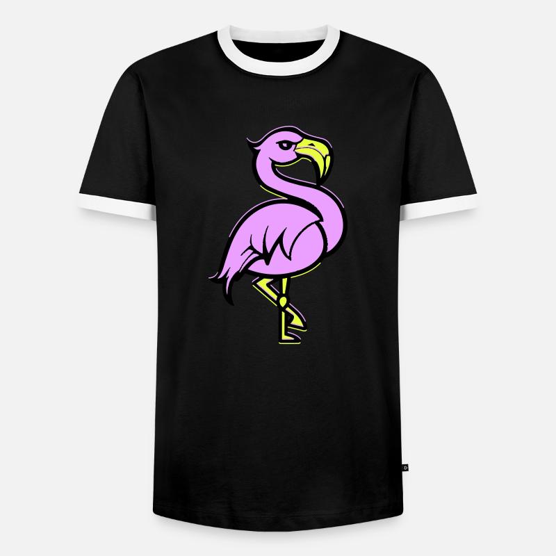 flamingo comic - Männer Kontrast-T-Shirt - Schwarz/Weiß