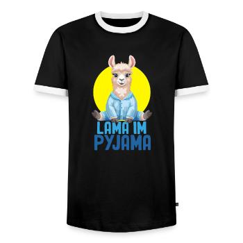 Lama en pyjama, jolie chemise amusante - T-shirt contrasté Homme - noir/blanc - Devant - AI Model Female 172 light (172cm) & AI Model Male 178 light (178cm)