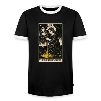 Impression d’art de carte de tarot Meadmother - T-shirt contrasté Homme - noir/blanc - Devant - AI Model Female 172 light (172cm) & AI Model Male 178 light (178cm)