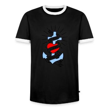 Glaube Liebe Hoffnung tall colored - Männer Kontrast-T-Shirt - Schwarz/Weiß - Vorne - AI Model Female 172 light (172cm) & AI Model Male 178 light (178cm)