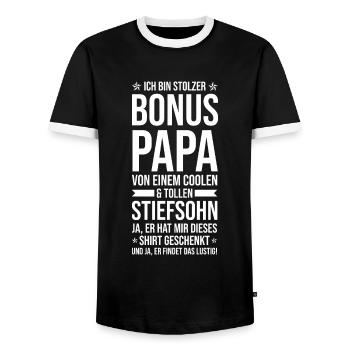 Stiefvater Stiefvater Stieffamilie Geschenk - Männer Kontrast-T-Shirt - Schwarz/Weiß - Vorne - AI Model Female 172 light (172cm) & AI Model Male 178 light (178cm)