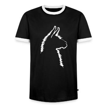 Llama Silhouette Portrait Animals Animal Llamas Wilsigns - Men's Ringer Shirt - black/white - Front - AI Model Female 172 light (172cm) & AI Model Male 178 light (178cm)
