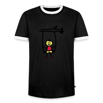 Kind Schaukel 3 - Männer Kontrast-T-Shirt - Schwarz/Weiß - Vorne - AI Model Female 172 light (172cm) & AI Model Male 178 light (178cm)