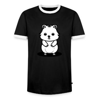 Quokka in cartoon stem - Men's Ringer Shirt - black/white - Front - AI Model Female 172 light (172cm) & AI Model Male 178 light (178cm)