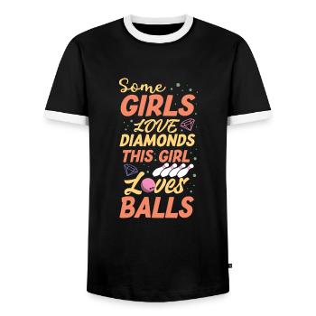 Funny Bowling Player Bowler Ladies Team - Männer Kontrast-T-Shirt - Schwarz/Weiß - Vorne - AI Model Female 172 light (172cm) & AI Model Male 178 light (178cm)