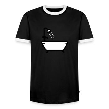 Bathtub - Shower - Men's Ringer Shirt - black/white - Front - AI Model Female 172 light (172cm) & AI Model Male 178 light (178cm)
