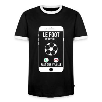 Le foot m'appelle - Faut que j'y aille - T-shirt contrasté Homme - noir/blanc - Devant - AI Model Female 172 light (172cm) & AI Model Male 178 light (178cm)