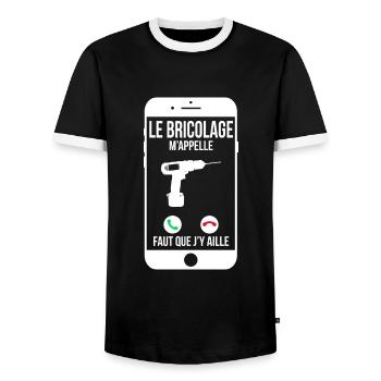 Le bricolage m'appelle - Faut que j'y aille - T-shirt contrasté Homme - noir/blanc - Devant - AI Model Female 172 light (172cm) & AI Model Male 178 light (178cm)