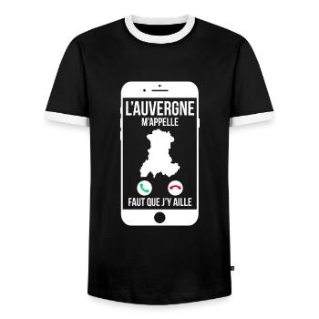 L'Auvergne m'appelle - Faut que j'y aille - T-shirt contrasté Homme - noir/blanc - Devant - AI Model Female 172 light (172cm) & AI Model Male 178 light (178cm)