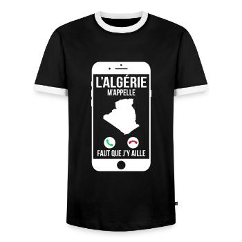 L'Algérie m'appelle - Faut que j'y aille - T-shirt contrasté Homme - noir/blanc - Devant - AI Model Female 172 light (172cm) & AI Model Male 178 light (178cm)
