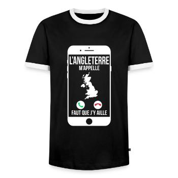 L'Angleterre m'appelle - Faut que j'y aille - T-shirt contrasté Homme - noir/blanc - Devant - AI Model Female 172 light (172cm) & AI Model Male 178 light (178cm)