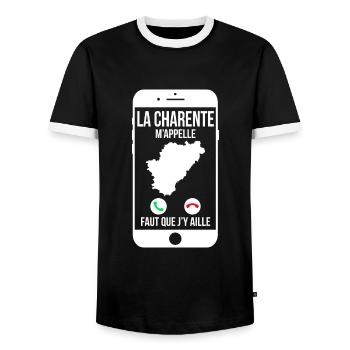 La Charente m'appelle - Faut que j'y aille - T-shirt contrasté Homme - noir/blanc - Devant - AI Model Female 172 light (172cm) & AI Model Male 178 light (178cm)