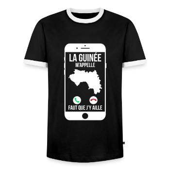 La Guinée m'appelle - Faut que j'y aille - T-shirt contrasté Homme - noir/blanc - Devant - AI Model Female 172 light (172cm) & AI Model Male 178 light (178cm)