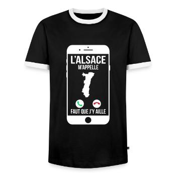 L'Alsace m'appelle - Faut que j'y aille - T-shirt contrasté Homme - noir/blanc - Devant - AI Model Female 172 light (172cm) & AI Model Male 178 light (178cm)