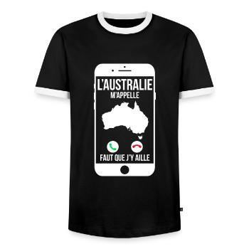 L'Australie m'appelle - Faut que j'y aille - T-shirt contrasté Homme - noir/blanc - Devant - AI Model Female 172 light (172cm) & AI Model Male 178 light (178cm)