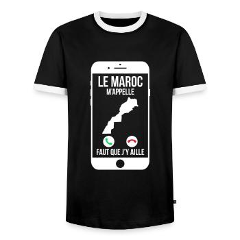 Le Maroc m'appelle - Faut que j'y aille - T-shirt contrasté Homme - noir/blanc - Devant - AI Model Female 172 light (172cm) & AI Model Male 178 light (178cm)