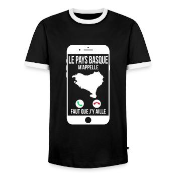 Le Pays Basque m'appelle - Faut que j'y aille - T-shirt contrasté Homme - noir/blanc - Devant - AI Model Female 172 light (172cm) & AI Model Male 178 light (178cm)