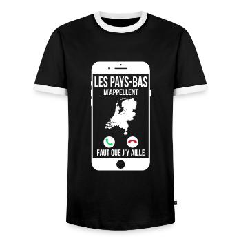 Les Pays-Bas m'appellent - Faut que j'y aille - T-shirt contrasté Homme - noir/blanc - Devant - AI Model Female 172 light (172cm) & AI Model Male 178 light (178cm)