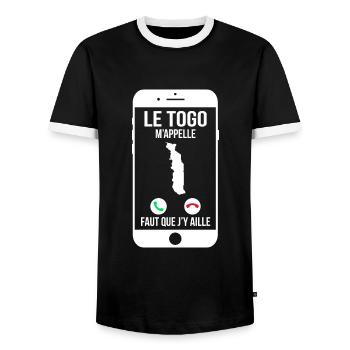 Le Togo m'appelle - Faut que j'y aille - T-shirt contrasté Homme - noir/blanc - Devant - AI Model Female 172 light (172cm) & AI Model Male 178 light (178cm)