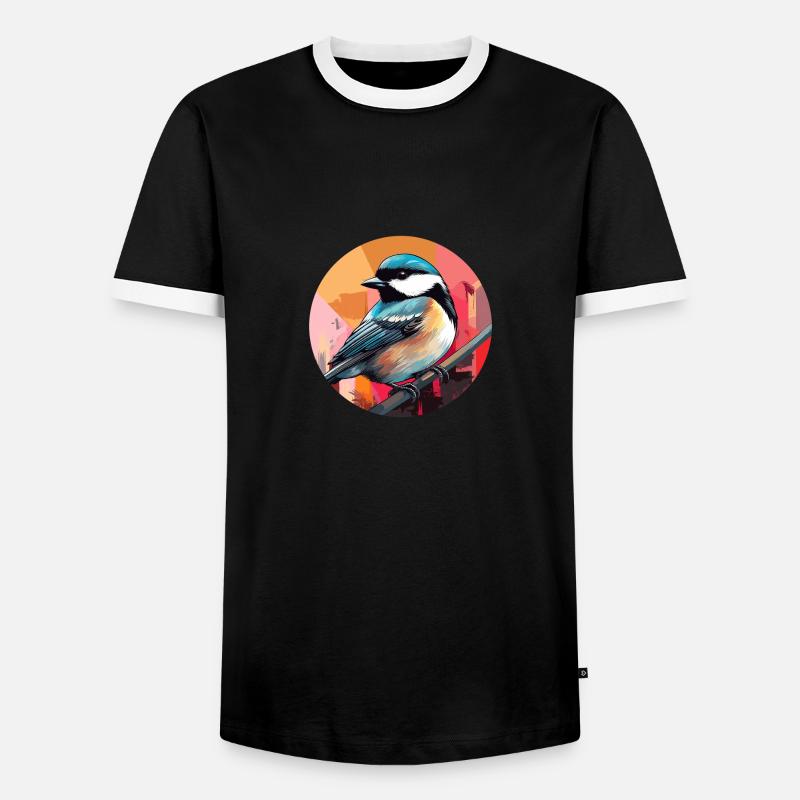 Chickadee bird - Men's Ringer Shirt - black/white
