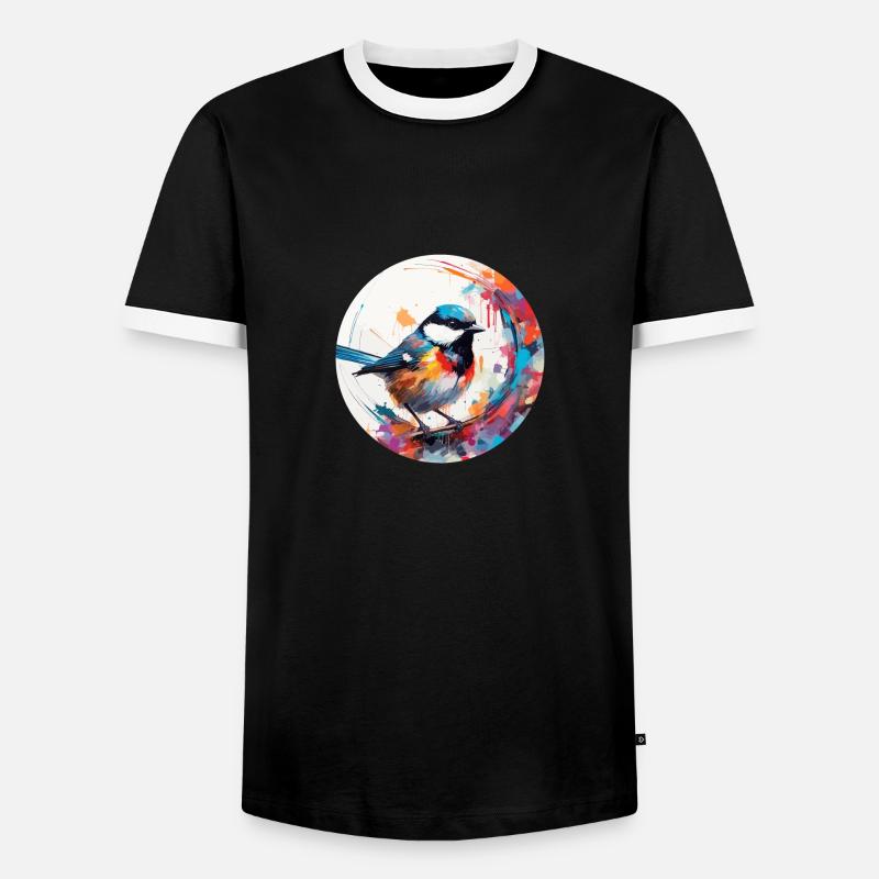 Chickadee bird - Men's Ringer Shirt - black/white