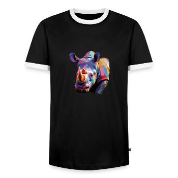 Rhinoceros - Men's Ringer Shirt - black/white - Front - AI Model Female 172 light (172cm) & AI Model Male 178 light (178cm)