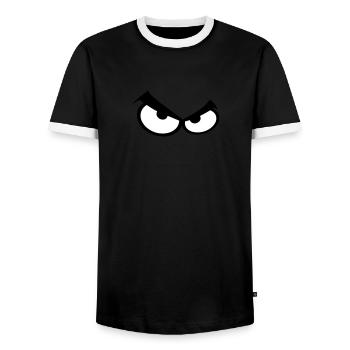 oeil yeux smiley pas content colere - T-shirt contrasté Homme - noir/blanc - Devant - AI Model Female 172 light (172cm) & AI Model Male 178 light (178cm)