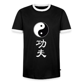 tao kung fu - Männer Kontrast-T-Shirt - Schwarz/Weiß - Vorne - AI Model Female 172 light (172cm) & AI Model Male 178 light (178cm)