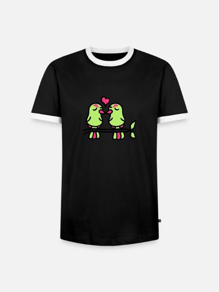 oiseaux dans l'amour 3 - T-shirt contrasté Homme - noir/blanc