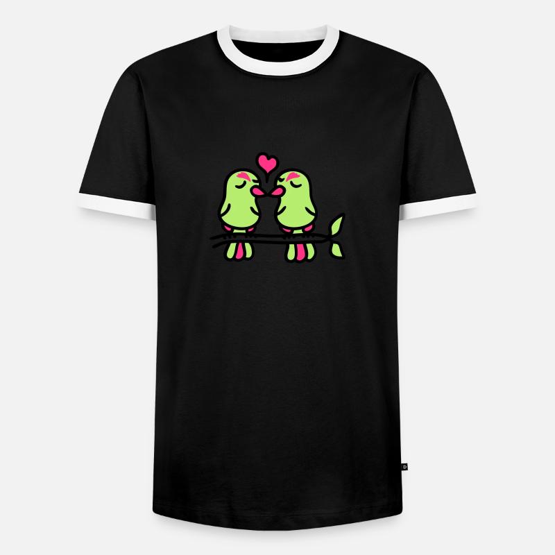 birds in love 3 - Men's Ringer Shirt - black/white