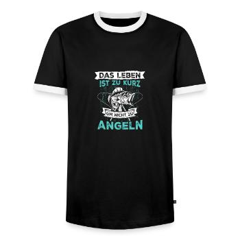 Das Leben Ist Zu Kurz Um Nicht Zu Angeln - Männer Kontrast-T-Shirt - Schwarz/Weiß - Vorne - AI Model Female 172 light (172cm) & AI Model Male 178 light (178cm)