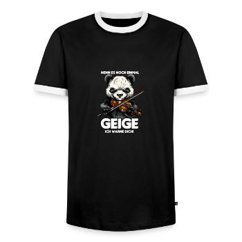 Sarkastischer Panda Nenn es Geige ich warne dich - Männer Kontrast-T-Shirt - Schwarz/Weiß - Vorne - AI Model Female 172 light (172cm) & AI Model Male 178 light (178cm)