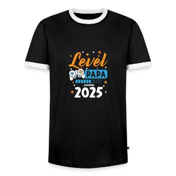 Level Complete Papa 2025 Loading Gamer Papa - Männer Kontrast-T-Shirt - Schwarz/Weiß - Vorne - AI Model Female 172 light (172cm) & AI Model Male 178 light (178cm)