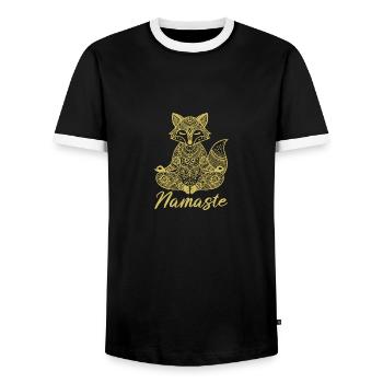 Namaste Fuchs Mandala Yoga Meditation - Männer Kontrast-T-Shirt - Schwarz/Weiß - Vorne - AI Model Female 172 light (172cm) & AI Model Male 178 light (178cm)