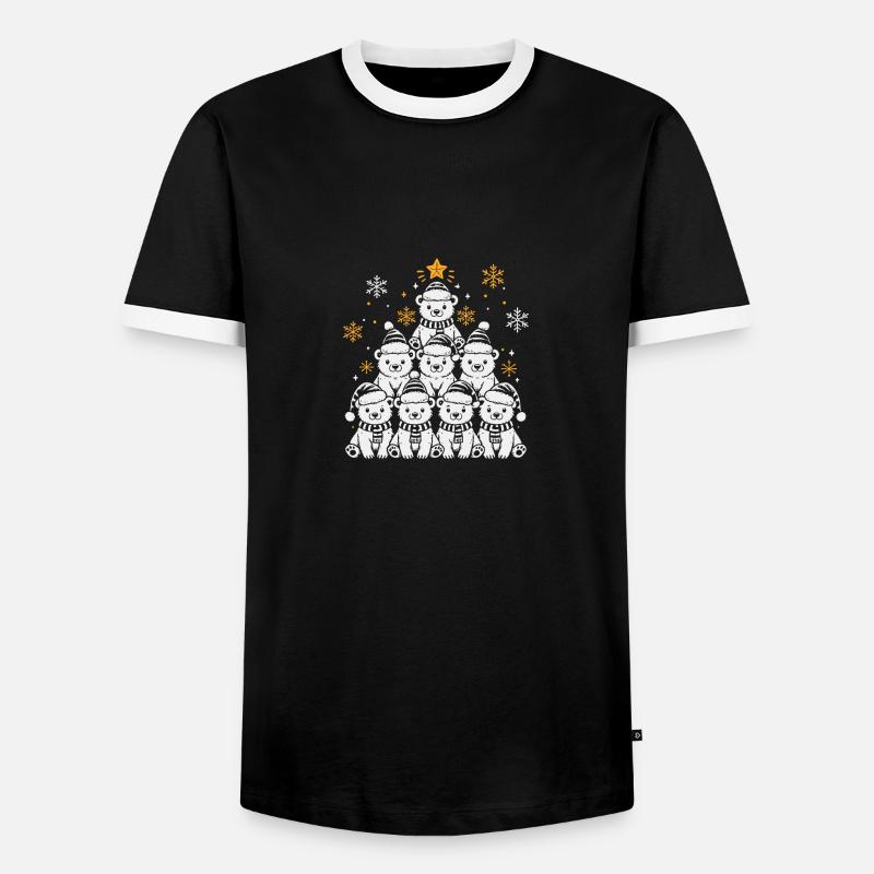 Weihnachtsbaum Eisbär - Männer Kontrast-T-Shirt - Schwarz/Weiß
