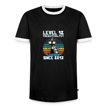 Level 12 Freigeschaltet Legendär Seit 2013 - Männer Kontrast-T-Shirt - Schwarz/Weiß - Vorne - AI Model Female 172 light (172cm) & AI Model Male 178 light (178cm)