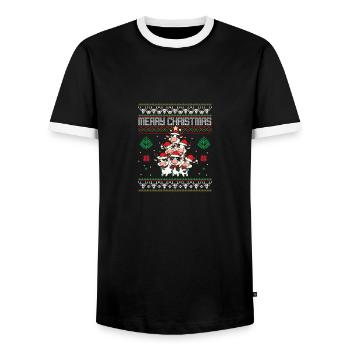 Kuh Weihnachten - Männer Kontrast-T-Shirt - Schwarz/Weiß - Vorne - AI Model Female 172 light (172cm) & AI Model Male 178 light (178cm)