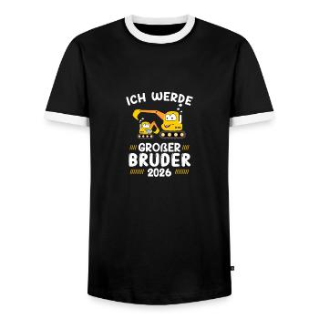 Ich werde großer Bruder 2026 Bagger - Männer Kontrast-T-Shirt - Schwarz/Weiß - Vorne - AI Model Female 172 light (172cm) & AI Model Male 178 light (178cm)