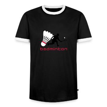 badminton_022011_y_3c - T-shirt contrasté Homme - noir/blanc - Devant - AI Model Female 172 light (172cm) & AI Model Male 178 light (178cm)