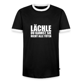 Lächle du kannst sie nicht alle töten - Männer Kontrast-T-Shirt - Schwarz/Weiß - Vorne - AI Model Female 172 light (172cm) & AI Model Male 178 light (178cm)