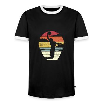 Basketball Jam - Männer Kontrast-T-Shirt - Schwarz/Weiß - Vorne - AI Model Female 172 light (172cm) & AI Model Male 178 light (178cm)