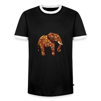 African elephant in autumn: variegated foliage and - Men's Ringer Shirt - black/white - Front - AI Model Female 172 light (172cm) & AI Model Male 178 light (178cm)