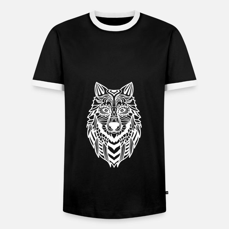Wolf - Männer Kontrast-T-Shirt - Schwarz/Weiß