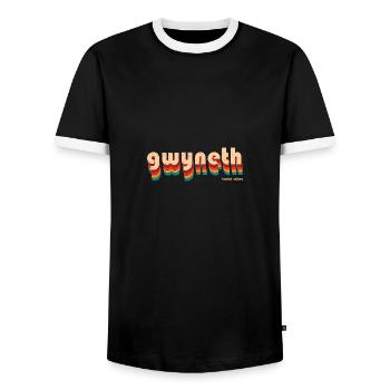 Retro Gwyneth Name - Men's Ringer Shirt - black/white - Front - AI Model Female 172 light (172cm) & AI Model Male 178 light (178cm)
