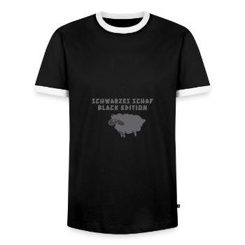 Black Sheep, Sheep, illustration - Men's Ringer Shirt - black/white - Front - AI Model Female 172 light (172cm) & AI Model Male 178 light (178cm)