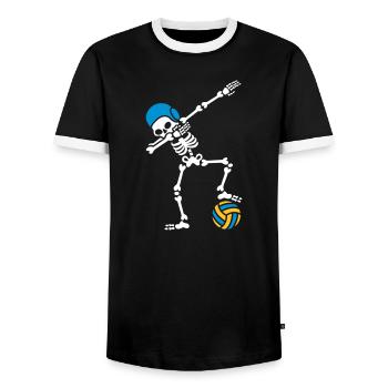 DAB DABBING Skelett Wasserball Halloween - Männer Kontrast-T-Shirt - Schwarz/Weiß - Vorne - AI Model Female 172 light (172cm) & AI Model Male 178 light (178cm)