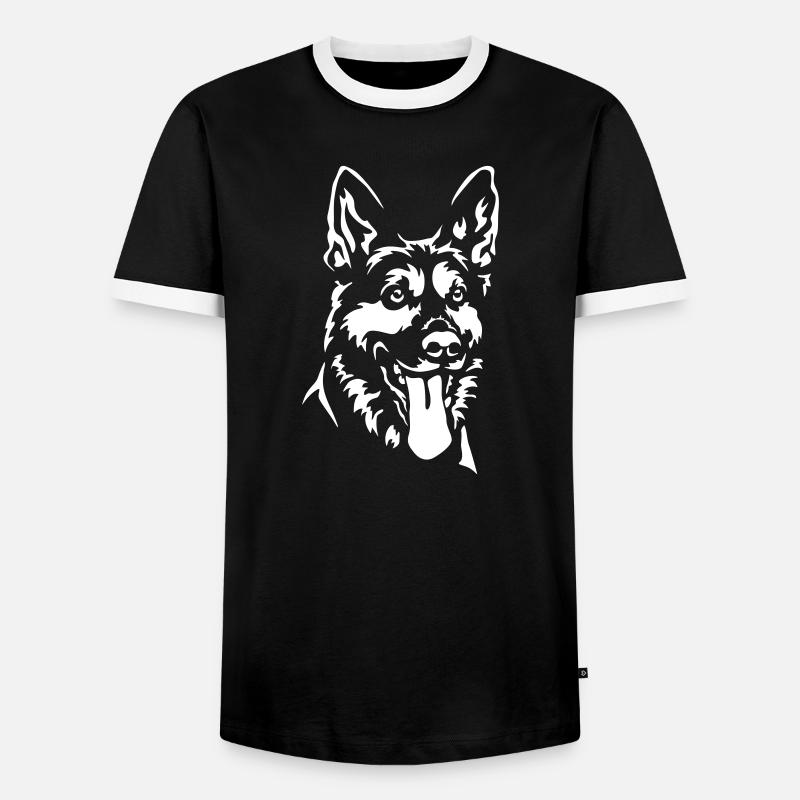 German Shepherd Head - Men's Ringer Shirt - black/white